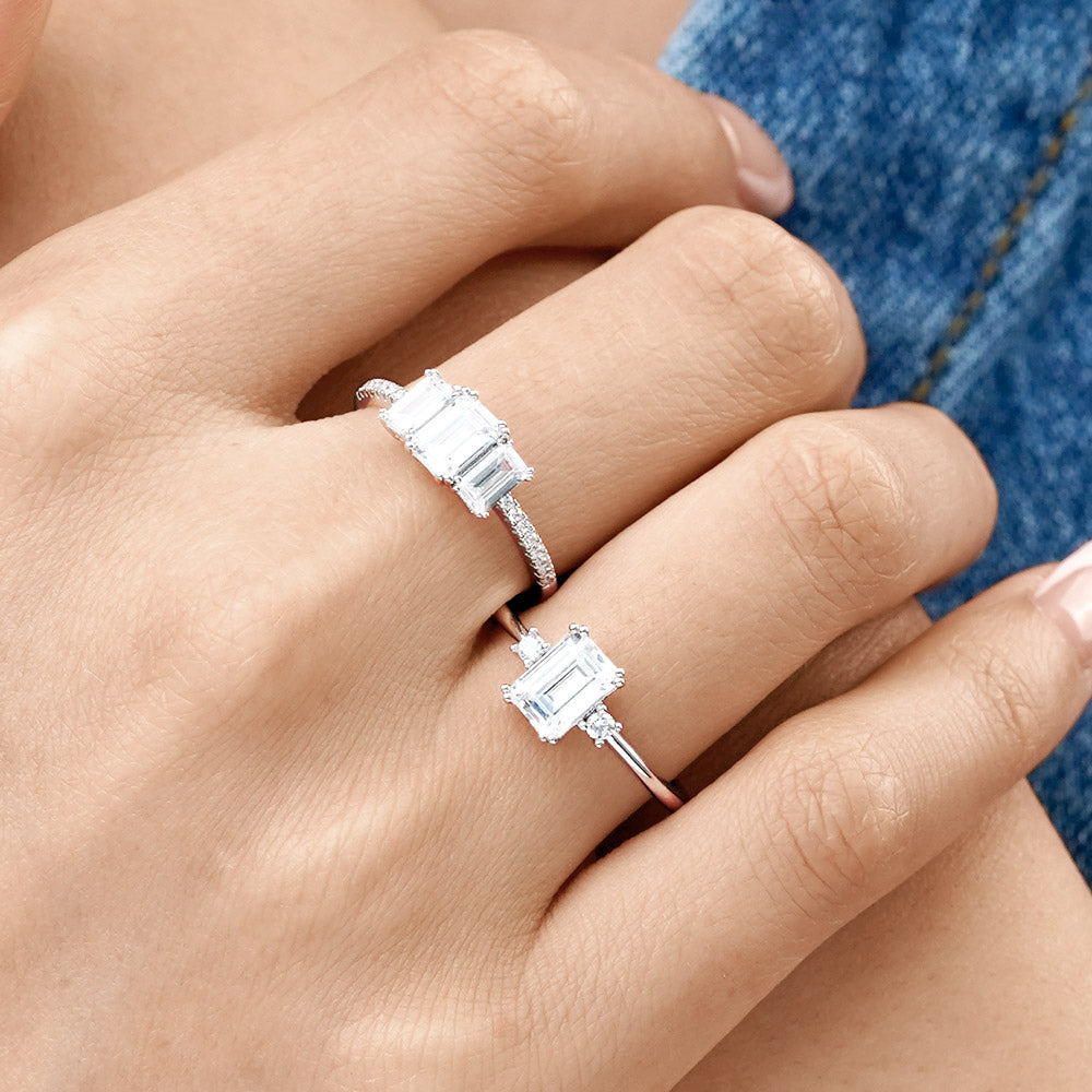 Gnoce Sparkling Rectangular Cut Stackable Ring Set_5