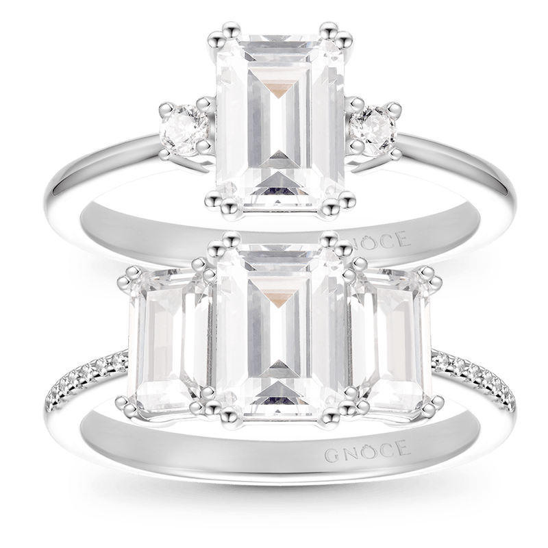 Gnoce Sparkling Rectangular Cut Stackable Ring Set_1