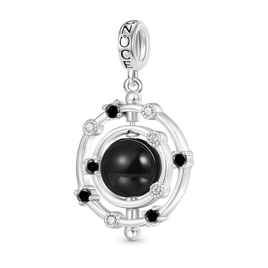 Gnoce Rotatable Natural Stone Black Onyx Galaxy Pendant Dangle Charm_1