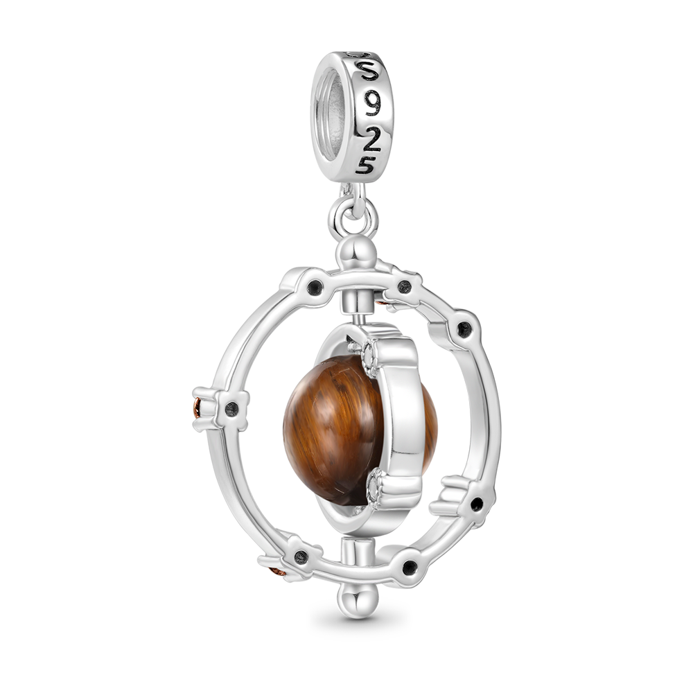 Gnoce Rotatable Natural Stone Tigereye Galaxy Pendant Dangle Charm_2