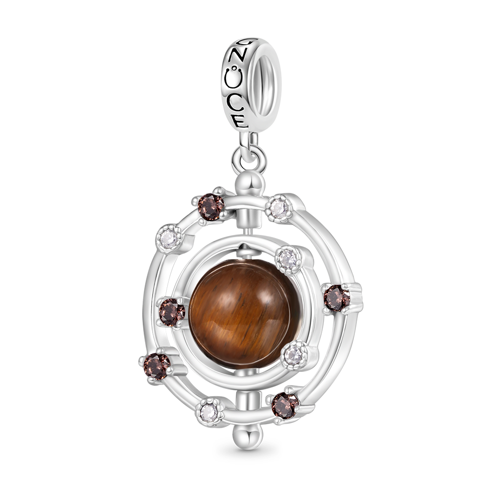 Gnoce Rotatable Natural Stone Tigereye Galaxy Pendant Dangle Charm_1