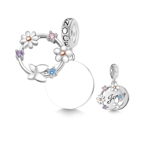 Gnoce Engravable Name Garland Butterfly Pendant Dangle Charm