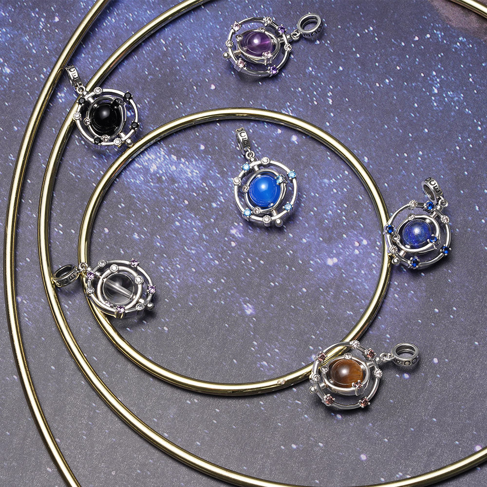 Gnoce Rotatable Natural Lapis Lazuli Galaxy Pendant Dangle Charm_3