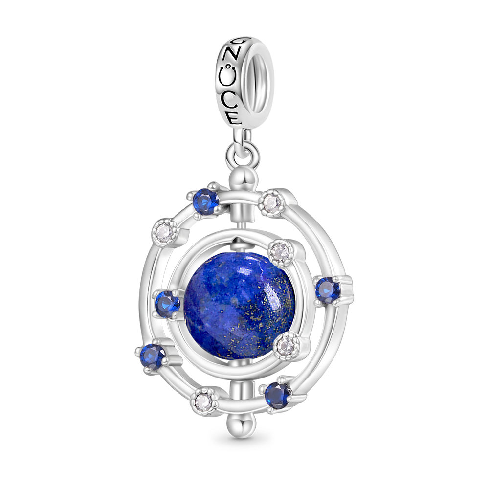 Gnoce Rotatable Natural Lapis Lazuli Galaxy Pendant Dangle Charm_1