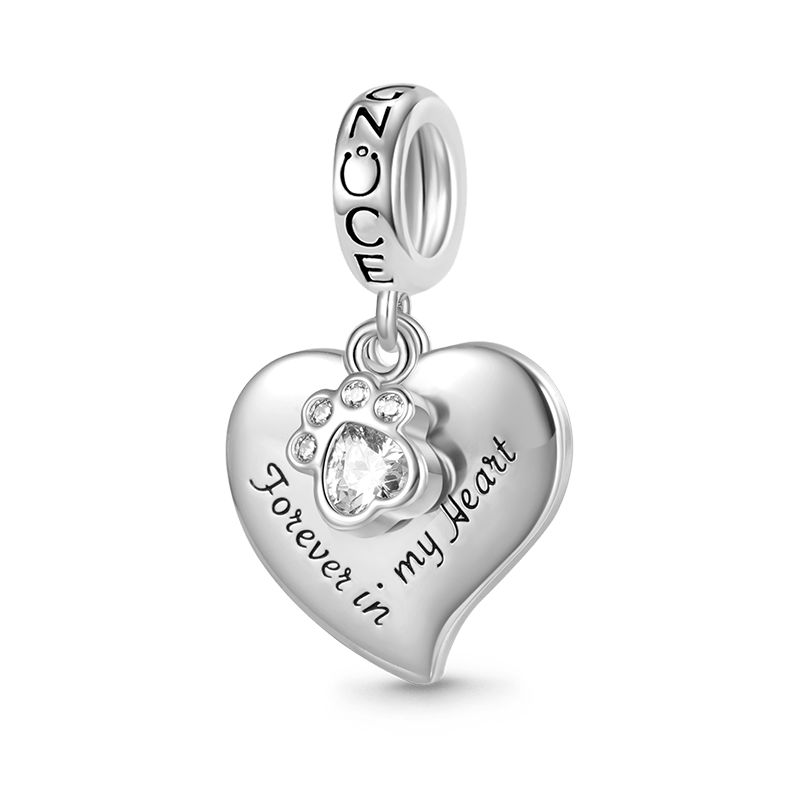 Gnoce “Forever in my Heart” Dog Paw Love Pendant Dangle Charm_1