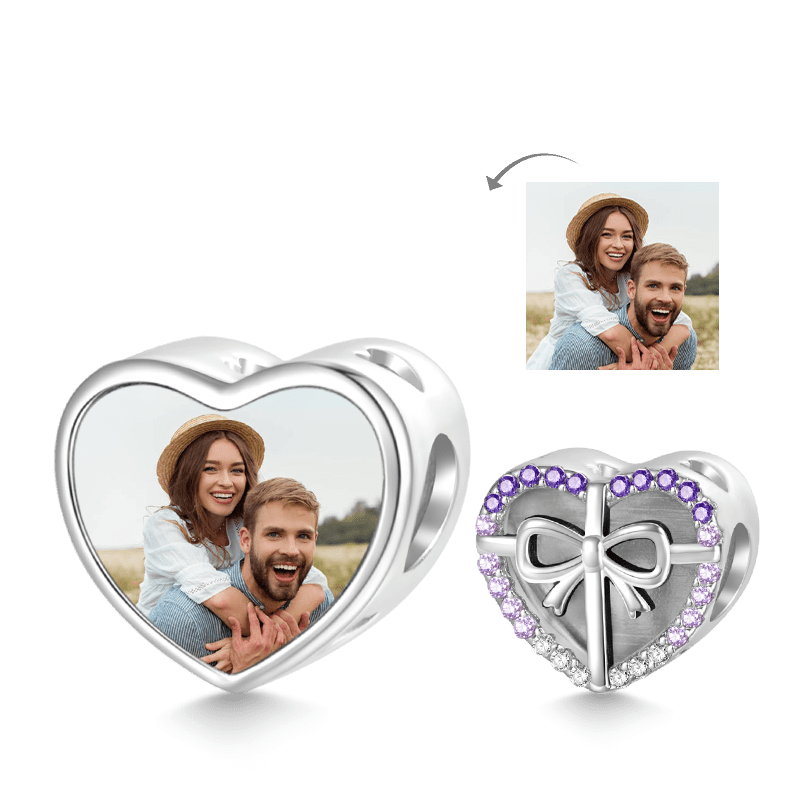 Gnoce Heart Bow Personalized Photo Charm_1