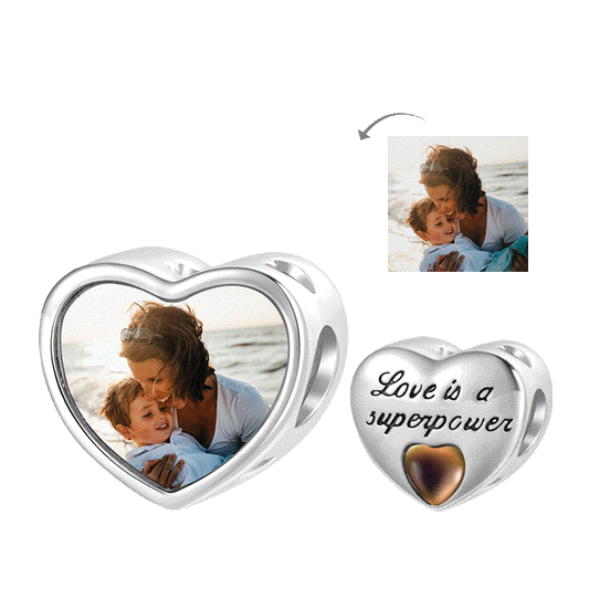 Gnoce “Love is a superpower" Heart Personalized Photo Mood Charm_1