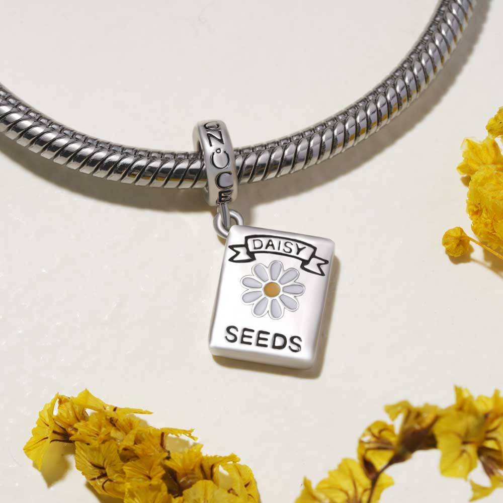 Gnoce Garden Daisy Seed Packet Pendant Dangle Charm_3