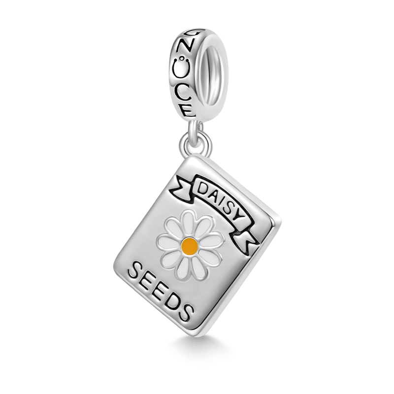 Gnoce Garden Daisy Seed Packet Pendant Dangle Charm_1