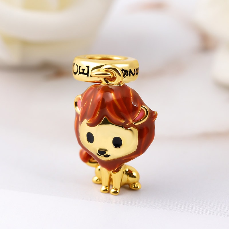 Lion Pendant Dangle Charm Sterling Silver 18k Gold Plated_2