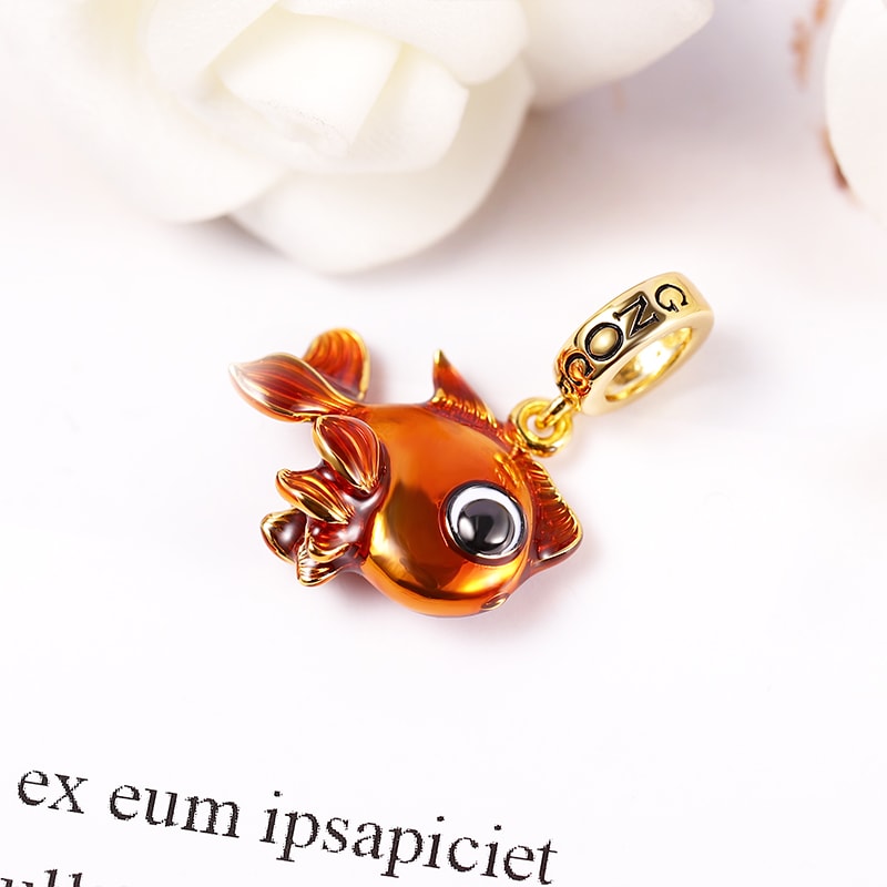 Goldfish Pendant Dangle Charm Sterling Silver 18k Gold Plated_2