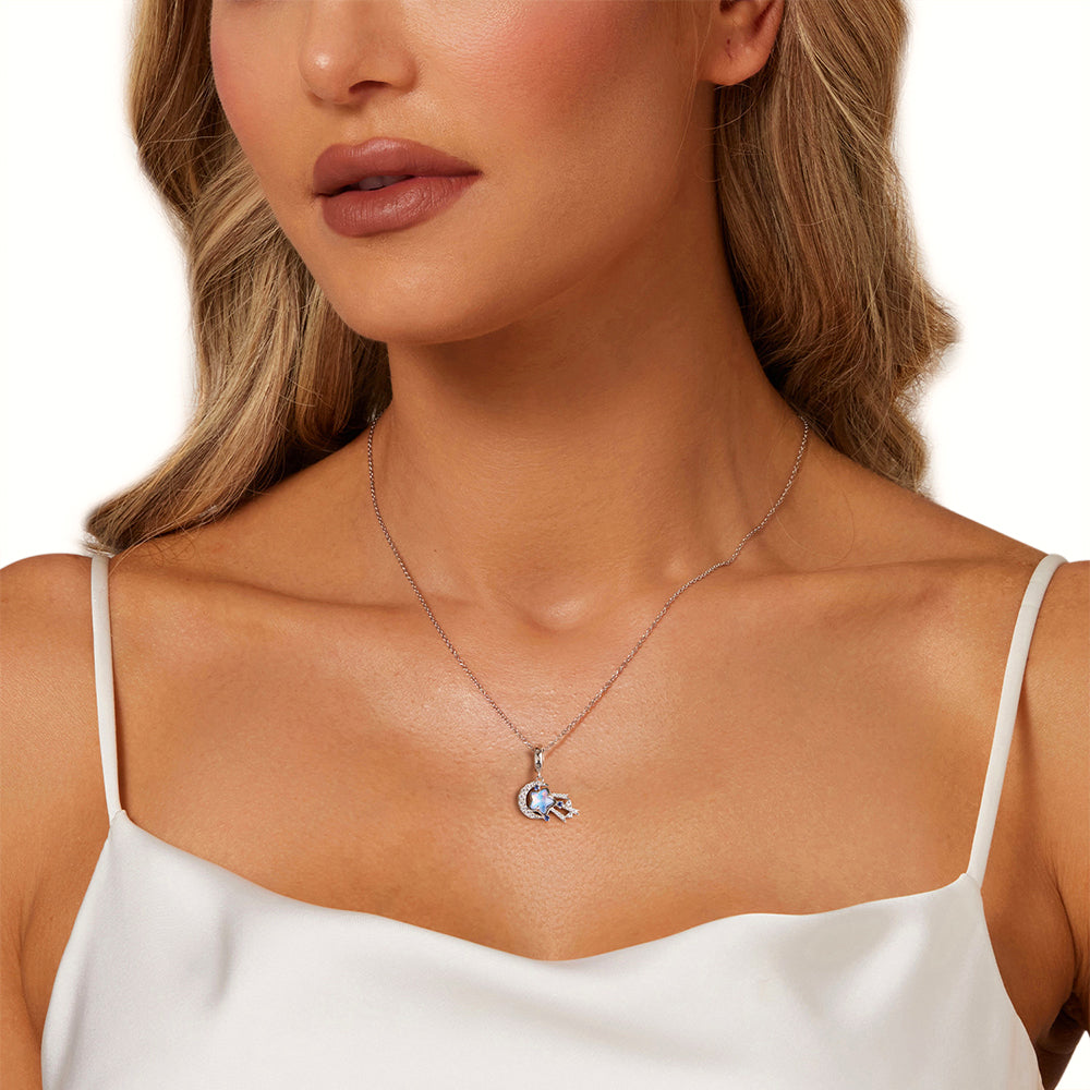 Gnoce Brilliant Meteor Moon Pendant Dangle Charm_6