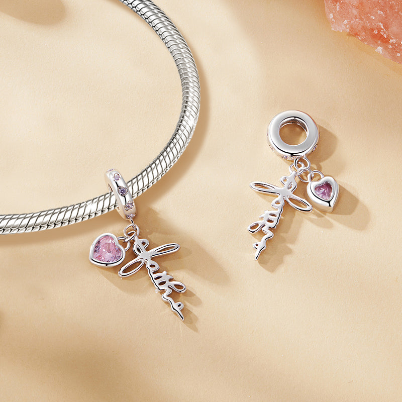 Gnoce Pink Heart Faith Pendant Dangle Charm_2