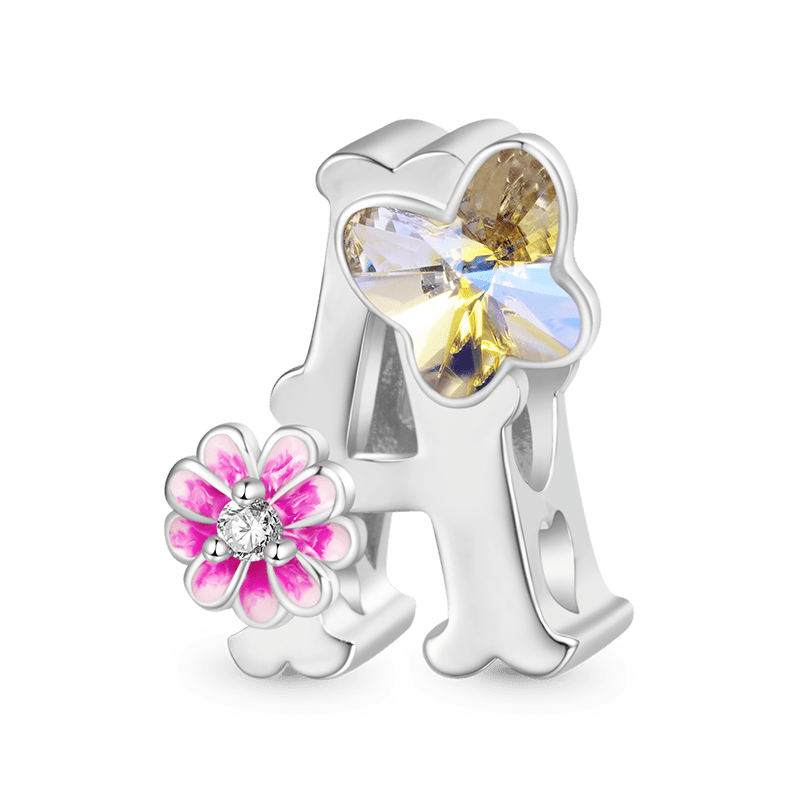 Gnoce Initial Letter Flower Personalized Charm_1