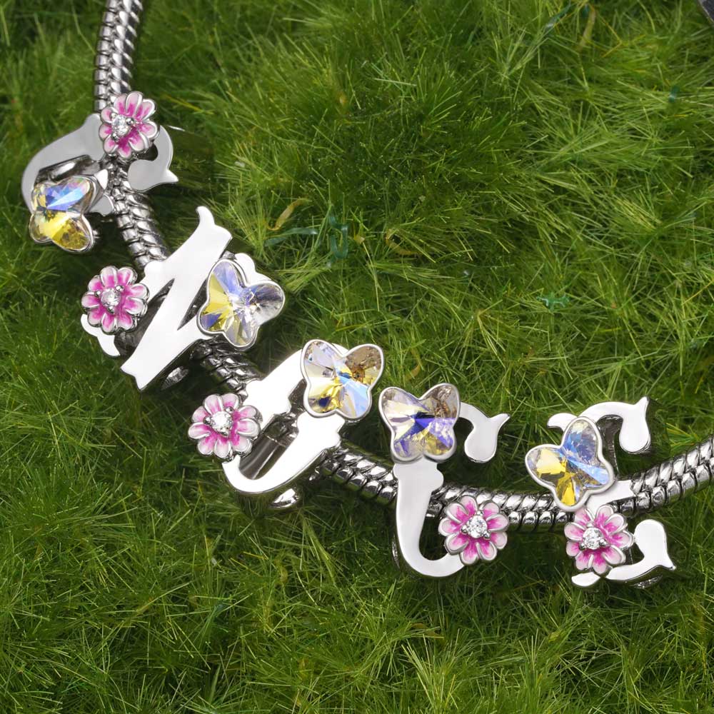 Gnoce Initial Letter Flower Personalized Charm_3