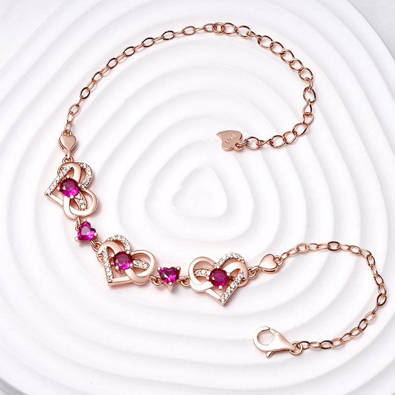 Gnoce Rose Gold Infinite Love Heart Birthstone Bracelet_3