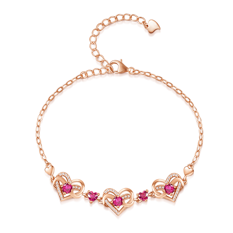 Gnoce Rose Gold Infinite Love Heart Birthstone Bracelet_1