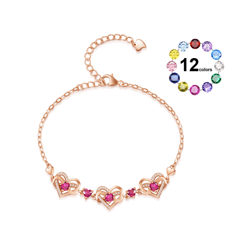 Gnoce Rose Gold Infinite Love Heart Birthstone Bracelet_2