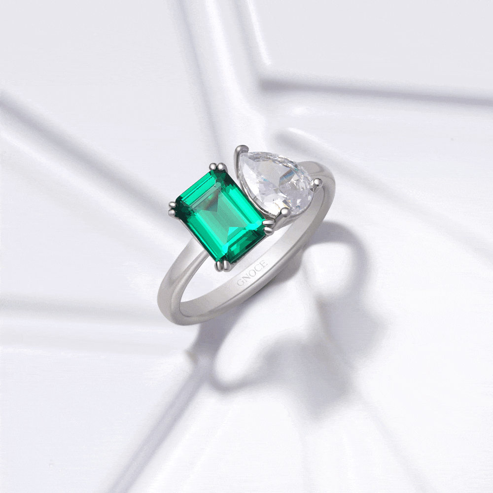 Gnoce Emerald Double Diamond Promise Ring_3