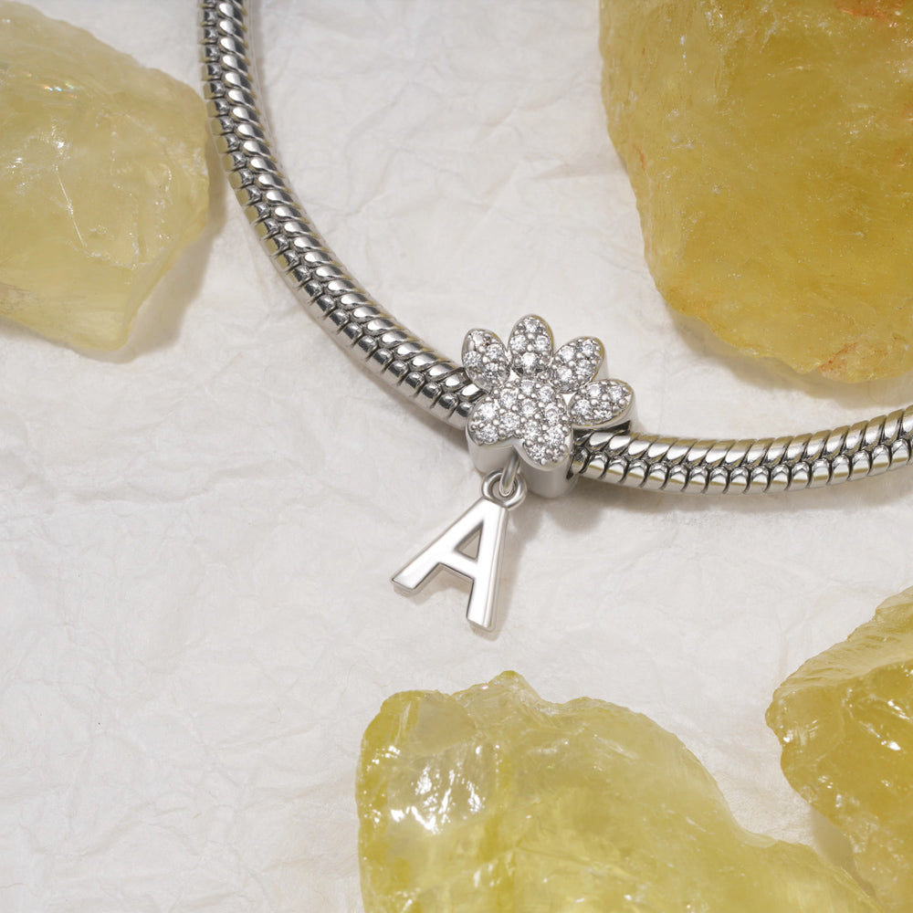 Gnoce Pet Dog Paw Initial Letters Personalized Pendant Dangle Charm_3