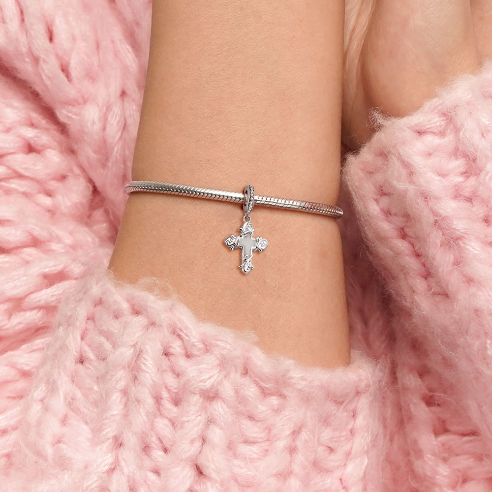 Gnoce Glow-in-the-Dark Retro Cross Pendant Dangle Charm_5