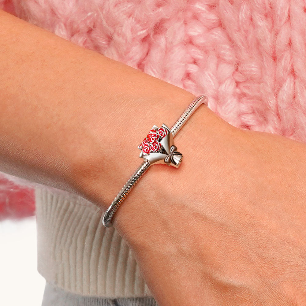 Gnoce Delicate Red Rose Bouquet Charm_5