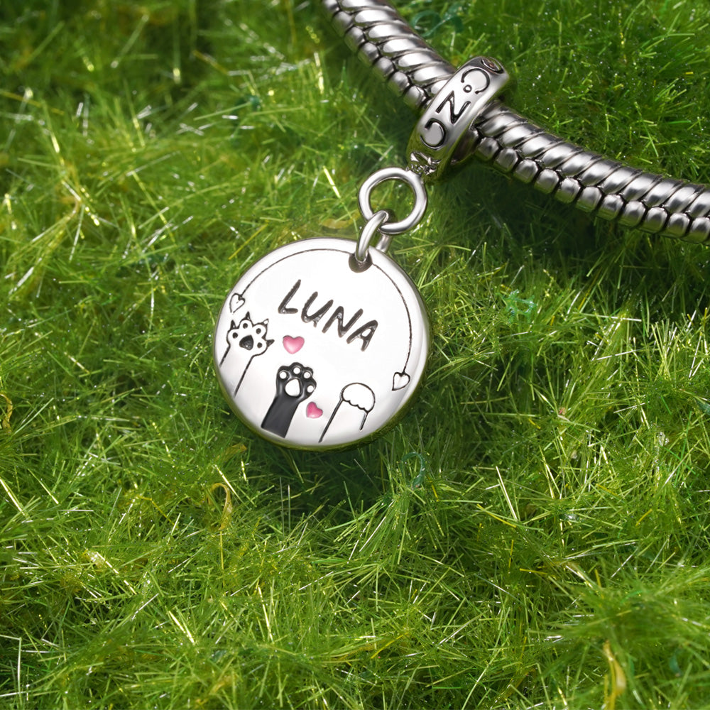 Gnoce Cute Pet Paw Print Engravable Disk Pendant Dangle Charm_4