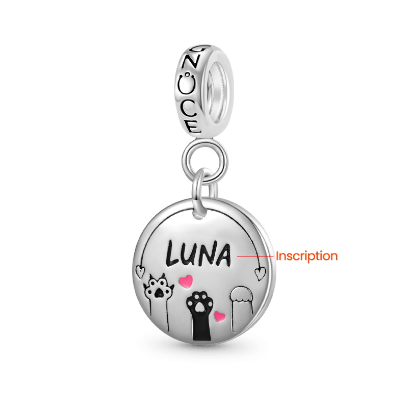 Gnoce Cute Pet Paw Print Engravable Disk Pendant Dangle Charm_2