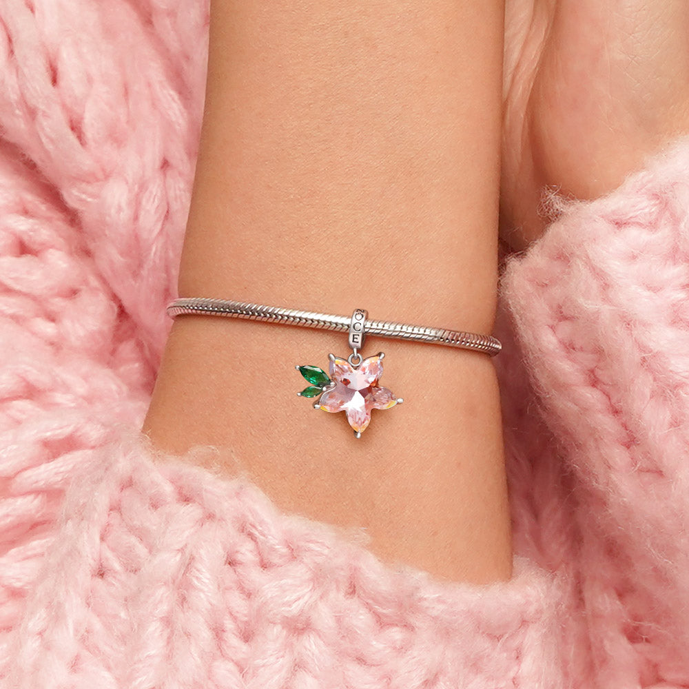 Gnoce Pink Zircon Sakura Pendant Dangle Charm_5