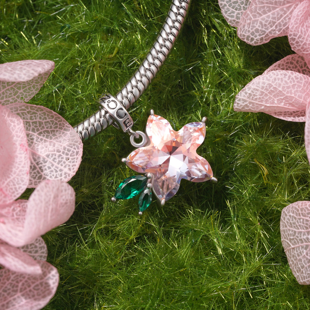 Gnoce Pink Zircon Sakura Pendant Dangle Charm_3