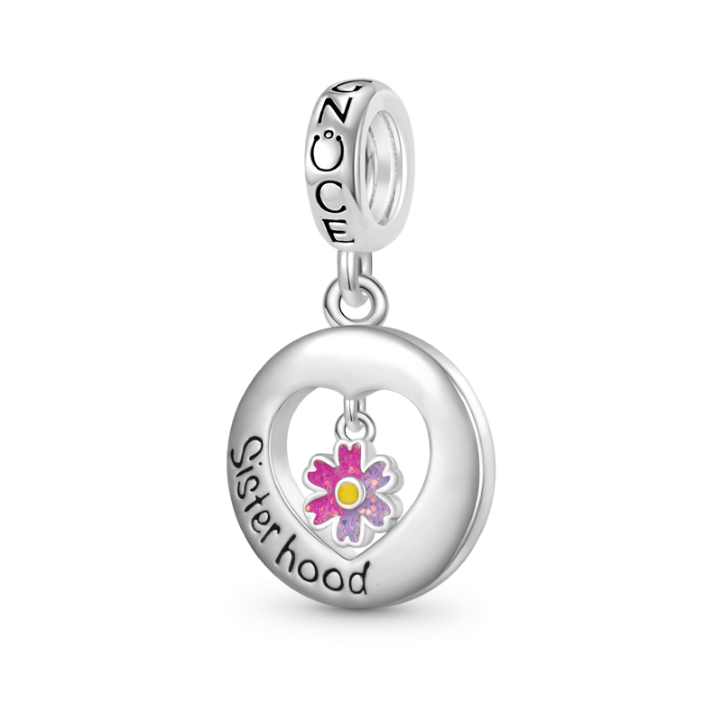Gnoce "Sister hood" Heart Pendant Dangle Charm_1