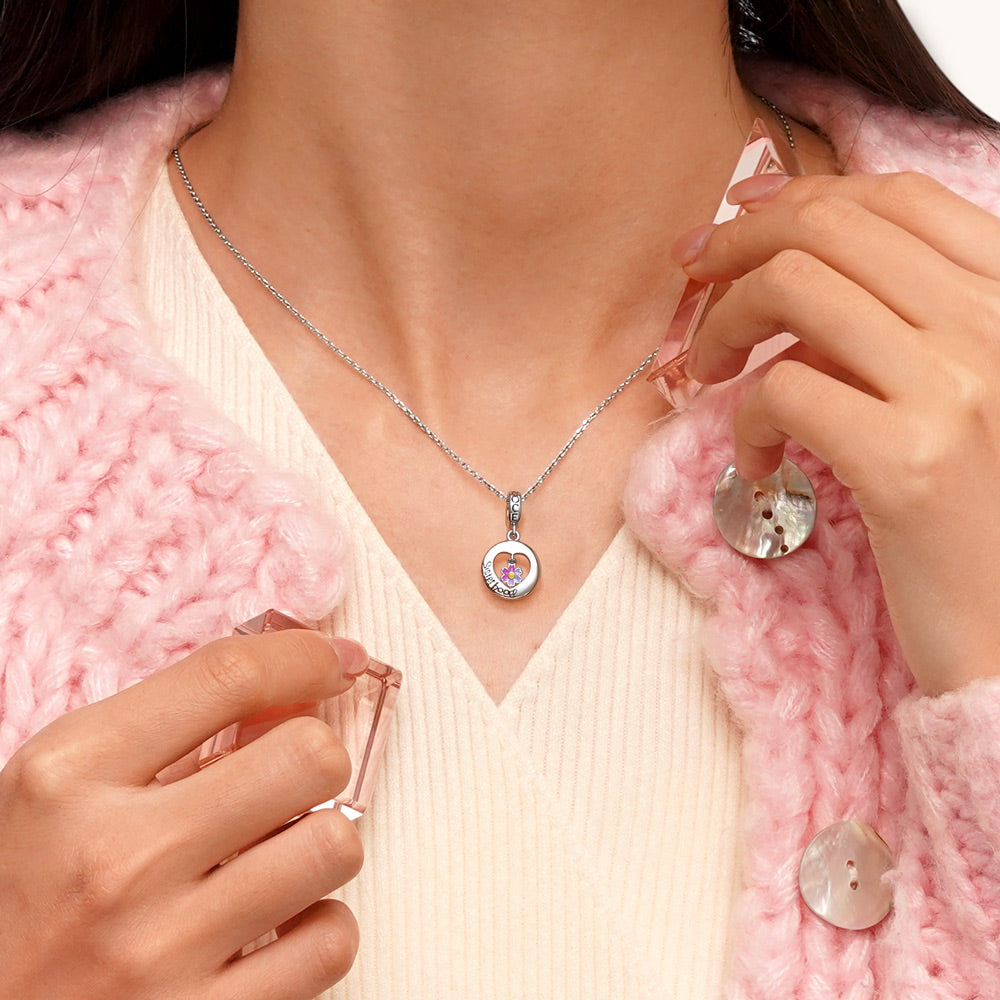 Gnoce "Sister hood" Heart Pendant Dangle Charm_5