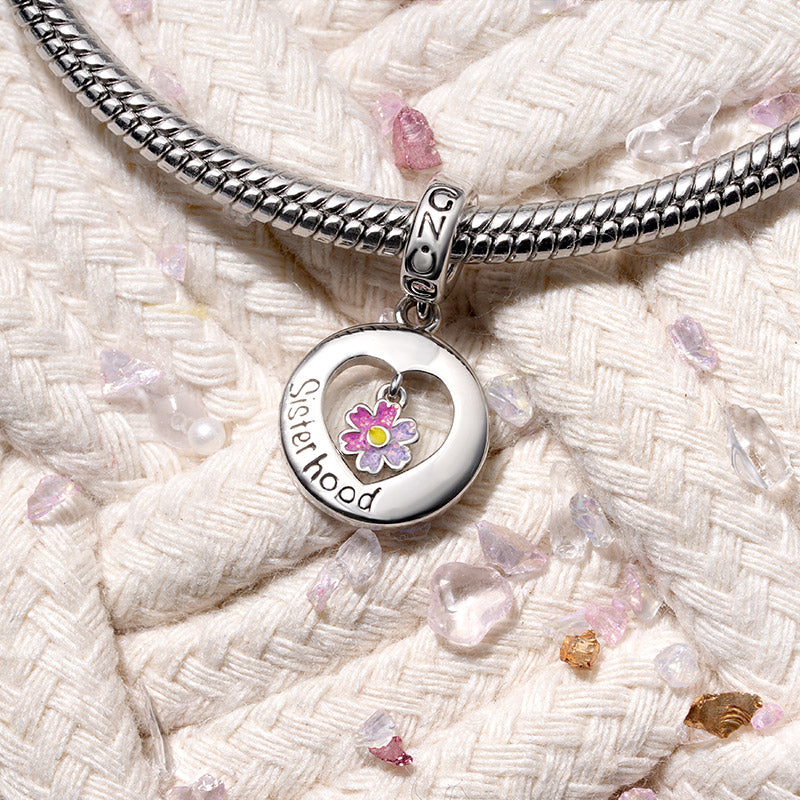 Gnoce "Sister hood" Heart Pendant Dangle Charm_3