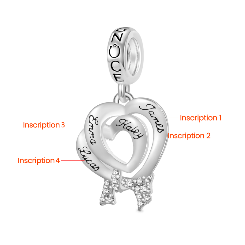 Gnoce Engravable Name Double Love Heart Pendant Dangle Charm_2