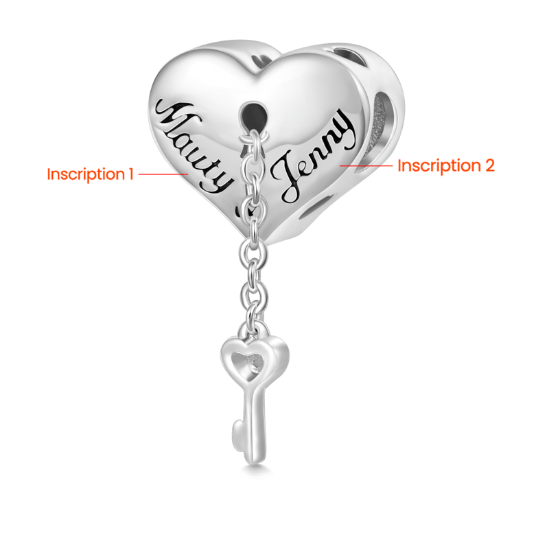 Gnoce Engravable Heart Lock Key Mood Charm_3