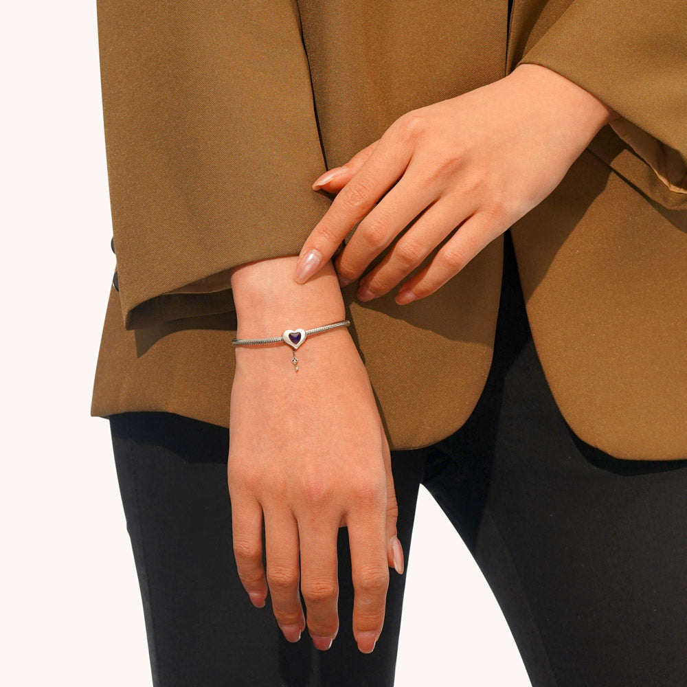 Gnoce Engravable Heart Lock Key Mood Charm_5