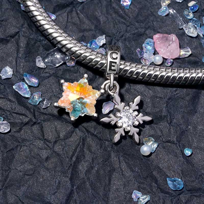 Gnoce Sparkling Snowflake Pendant Dangle Charm_3