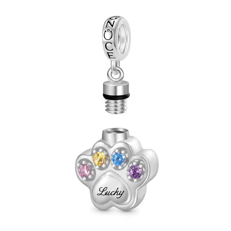 Gnoce Engravable "Forever In Our Hearts" Pet Paw Memorial Urn Ashes Pendant Dangle Charm_2