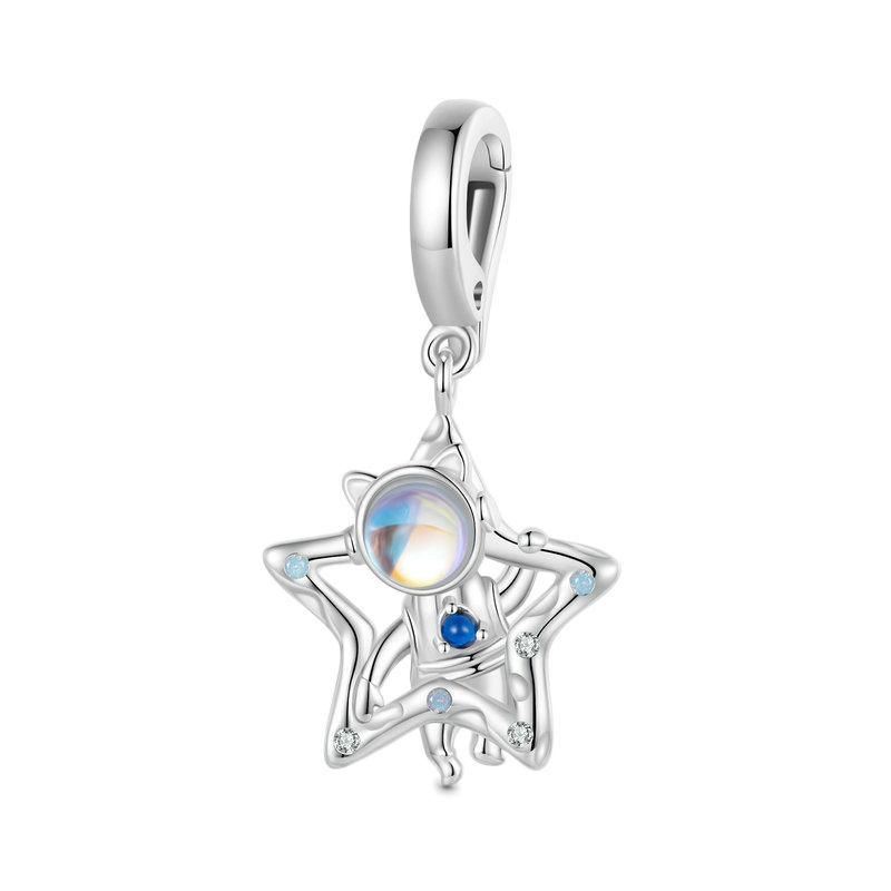 Gnoce Silver Astronaut Star Pendant Dangle Charm_1