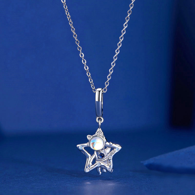 Gnoce Silver Astronaut Star Pendant Dangle Charm_3