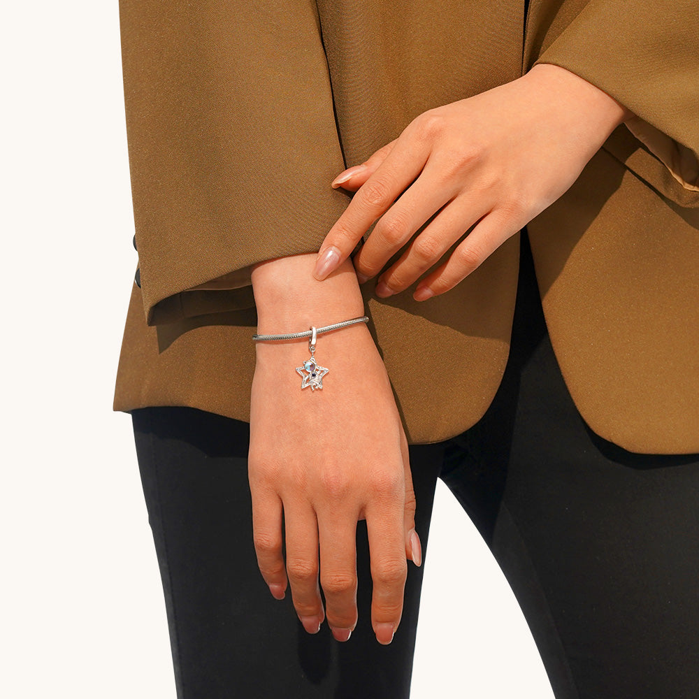 Gnoce Silver Astronaut Star Pendant Dangle Charm_4