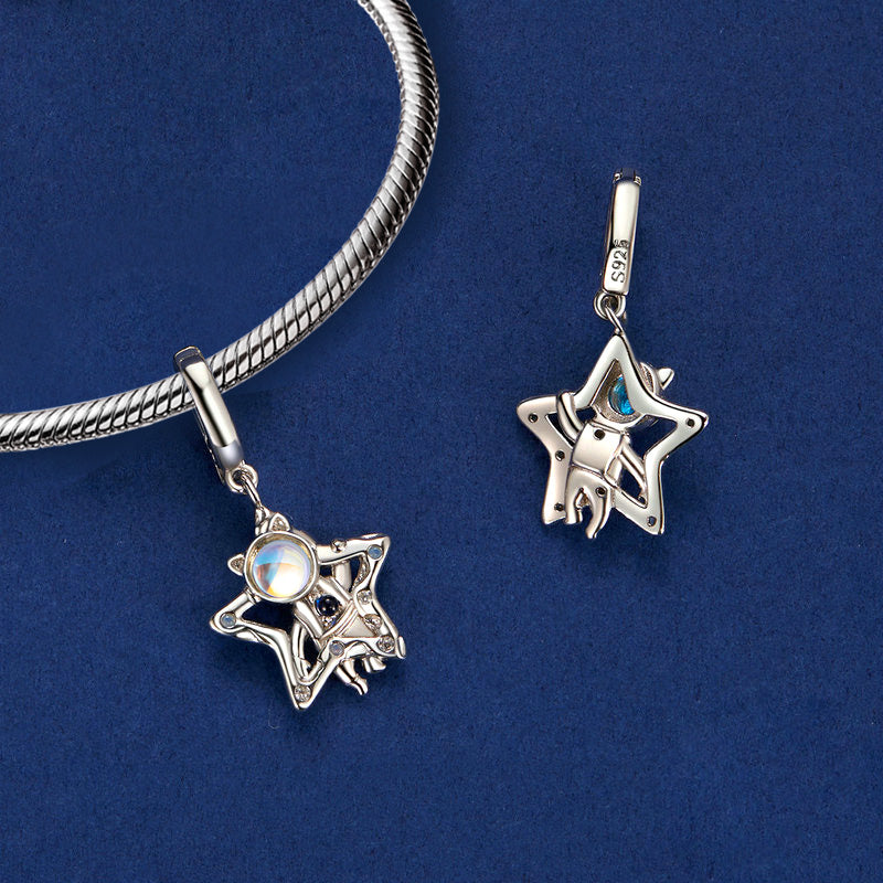 Gnoce Silver Astronaut Star Pendant Dangle Charm_2