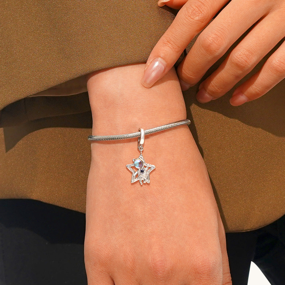 Gnoce Silver Astronaut Star Pendant Dangle Charm_5