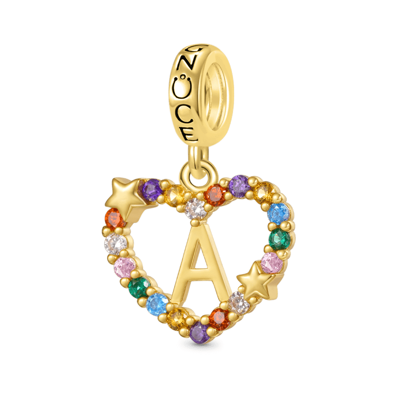 Gnoce Personalized Letter Heart Pendant Dangle Charm_1