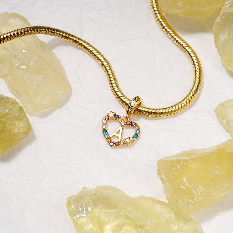 Gnoce Personalized Letter Heart Pendant Dangle Charm_3