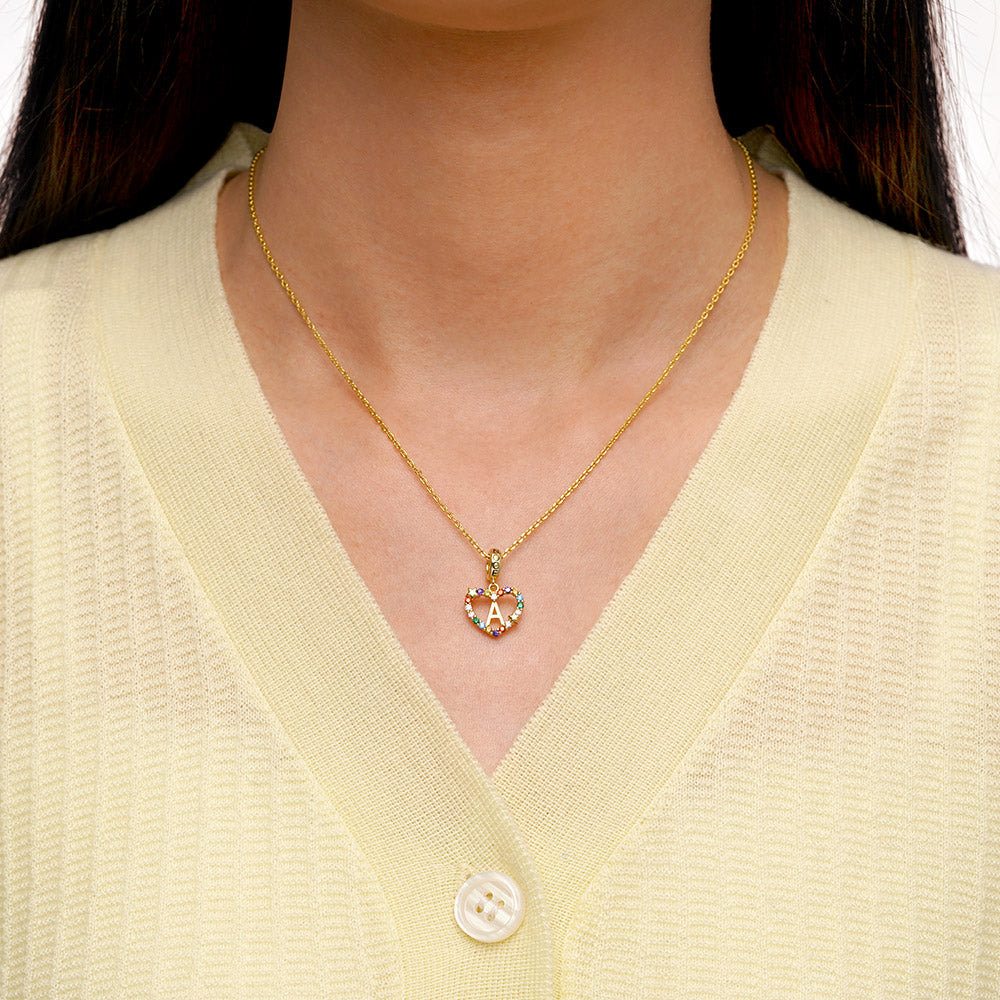 Gnoce Personalized Letter Heart Pendant Dangle Charm_4