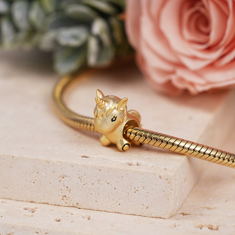 Unicorn Charm Bead Sterling Silver 18K Gold Plated_2