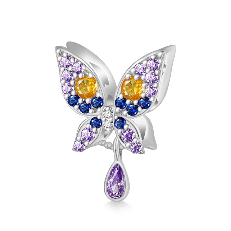 Gnoce Purple Butterfly With Pear-shaped CZ Charm_1