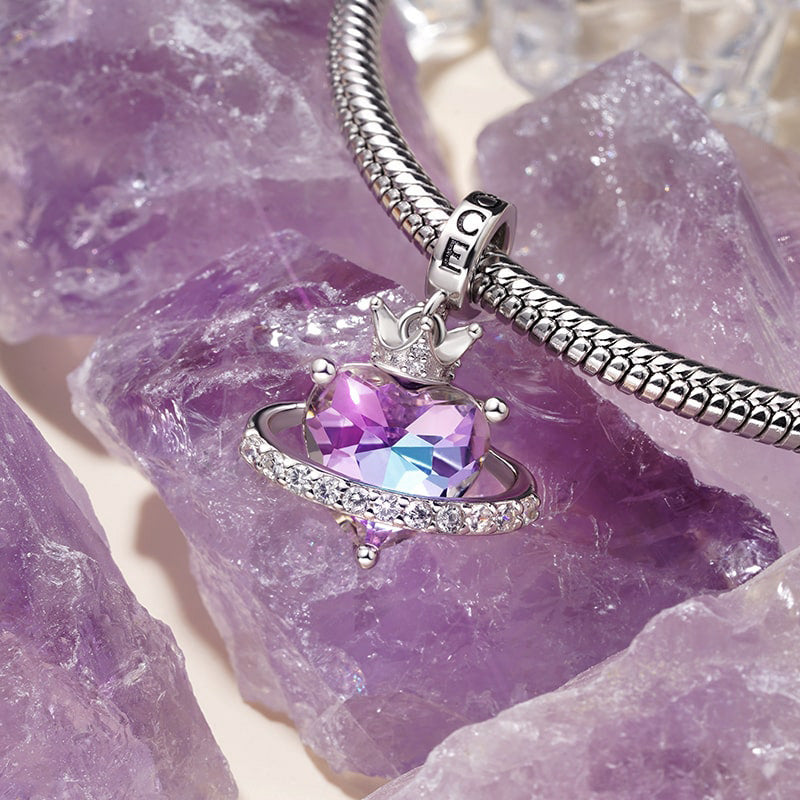 Gnoce Planet Crown Heart Pendant Dangle Charm_3
