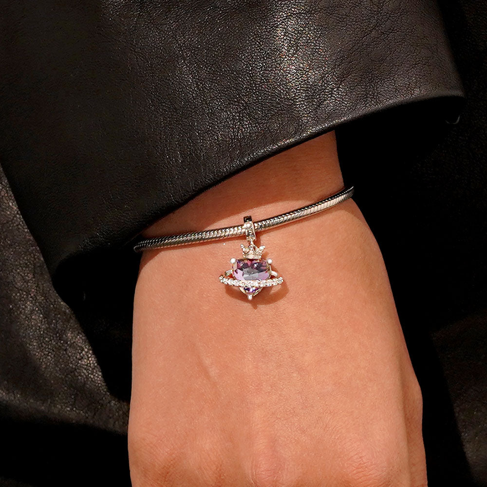 Gnoce Planet Crown Heart Pendant Dangle Charm_7